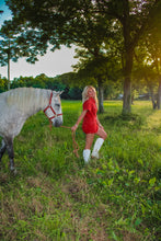 Load image into Gallery viewer, Independence Denim Romper - Vintage Red
