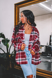 Georgia Plaid Flannel Jacket - Red