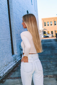 Vanilla Bean Long Sleeve Crop Top - Cream