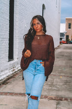 Load image into Gallery viewer, Autumn Oversized Crotchet Coverup Top - Brown
