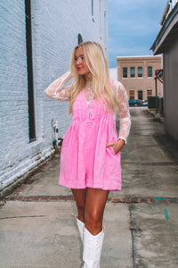 Holland Denim Romper - Pink