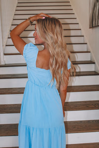Coastal Tiered Maxi Dress - Blue