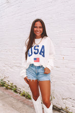 Load image into Gallery viewer, USA Flag Sweatshirt - White
