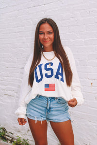 USA Flag Sweatshirt - White