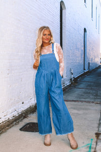 Foster Chambray Denim Overalls - Medium Blue