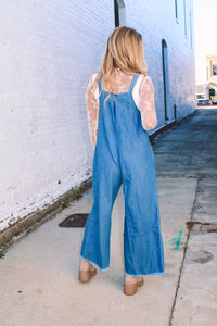 Foster Chambray Denim Overalls - Medium Blue