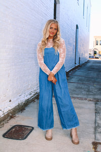 Foster Chambray Denim Overalls - Medium Blue