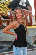 Load image into Gallery viewer, Kennedy Button Down Linen Top - Black
