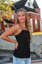 Load image into Gallery viewer, Kennedy Button Down Linen Top - Black
