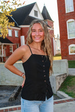 Load image into Gallery viewer, Kennedy Button Down Linen Top - Black
