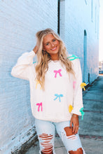 Load image into Gallery viewer, Curtsy Pastel Bow Sweater - Cream
