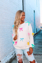 Load image into Gallery viewer, Curtsy Pastel Bow Sweater - Cream
