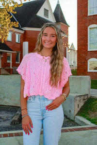 Haven Crochet Sweater Vest - Pink