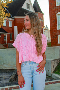 Haven Crochet Sweater Vest - Pink