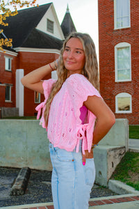 Haven Crochet Sweater Vest - Pink