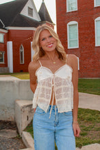 Load image into Gallery viewer, Most Loved Tie Sheer Satin Top - Cream
