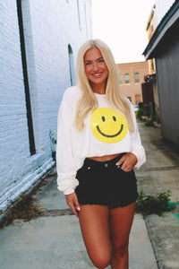 Smiley Face Oversized Sequin Sweatshirt