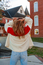 Load image into Gallery viewer, Running Errands Oversized Fuzzy Jacket - Cream/Red
