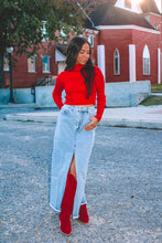 Load image into Gallery viewer, Dillon Middle Slit Denim Maxi Skirt
