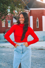 Load image into Gallery viewer, Noel Turtleneck Crop Sweater - Red
