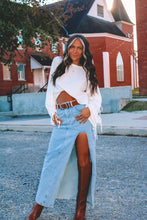 Load image into Gallery viewer, Woodland Side Slit Denim Maxi Skirt
