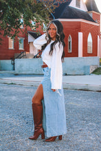 Load image into Gallery viewer, Woodland Side Slit Denim Maxi Skirt
