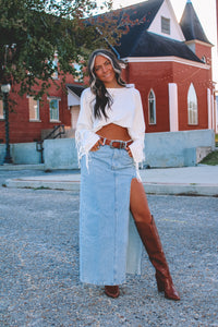 Faithful Bow Cropped Long Sleeve - Ivory