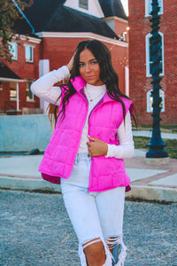 Kennedy Puffer Vest - Fuchsia