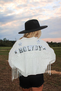 Howdy Rhinestone Braided Denim Jacket