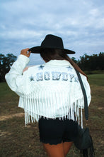 Load image into Gallery viewer, Howdy Rhinestone Braided Denim Jacket
