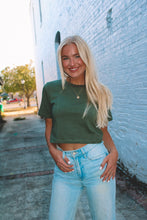 Load image into Gallery viewer, Ashley Crop Baby Tee - Olive
