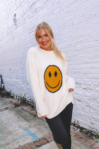Smiley Oversized Sweater - White