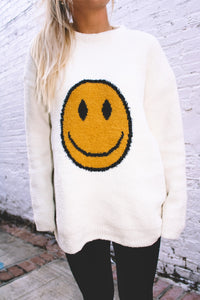 Smiley Oversized Sweater - White