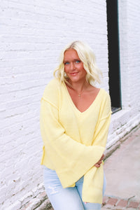 My Sunshine Wide Sleeve Sweater - Baby Yellow