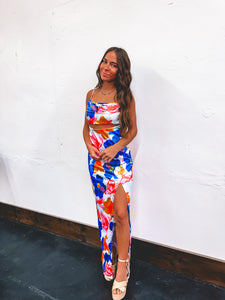 Lilo Floral Satin Maxi Dress