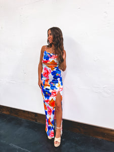 Lilo Floral Satin Maxi Dress