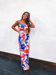 Lilo Floral Satin Maxi Dress