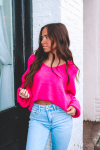 Heart Candy Flounce Sweater - Pink