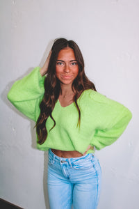 Heart Candy Flounce Sweater - Lime