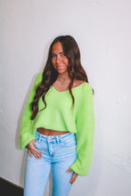 Load image into Gallery viewer, Heart Candy Flounce Sweater - Lime
