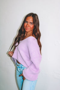 Heart Candy Flounce Sweater - Lavender