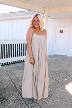 Load image into Gallery viewer, Napa Valley Linen Tiered Maxi Dress - Beige
