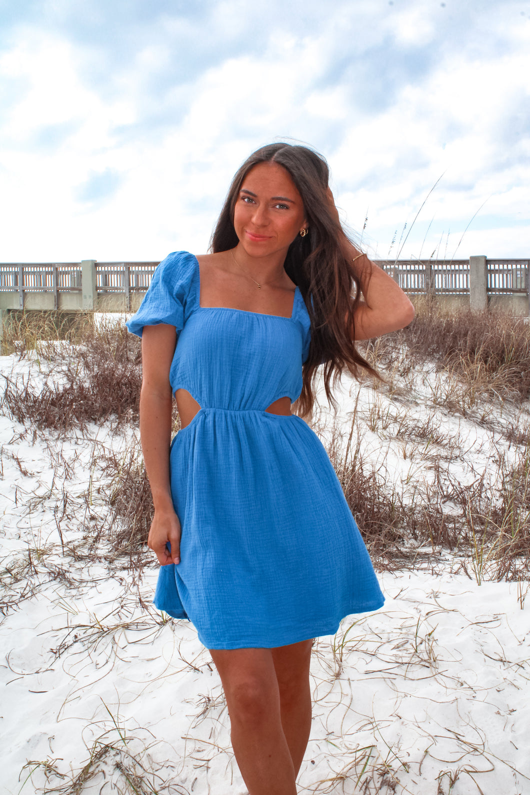 Tidal Cutout Mini Dress - Blue