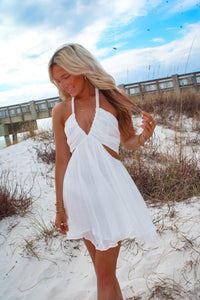 Colada Halter Dress - White