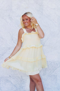Lemon Babydoll Ruffle Dress - Yellow