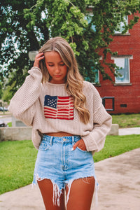 Always Free American Flag Knit Sweater
