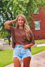Load image into Gallery viewer, Brownie Batter Oversize Pocket Tee - Brown
