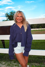 Load image into Gallery viewer, Freedom Linen Oversize Button Shirt - Navy
