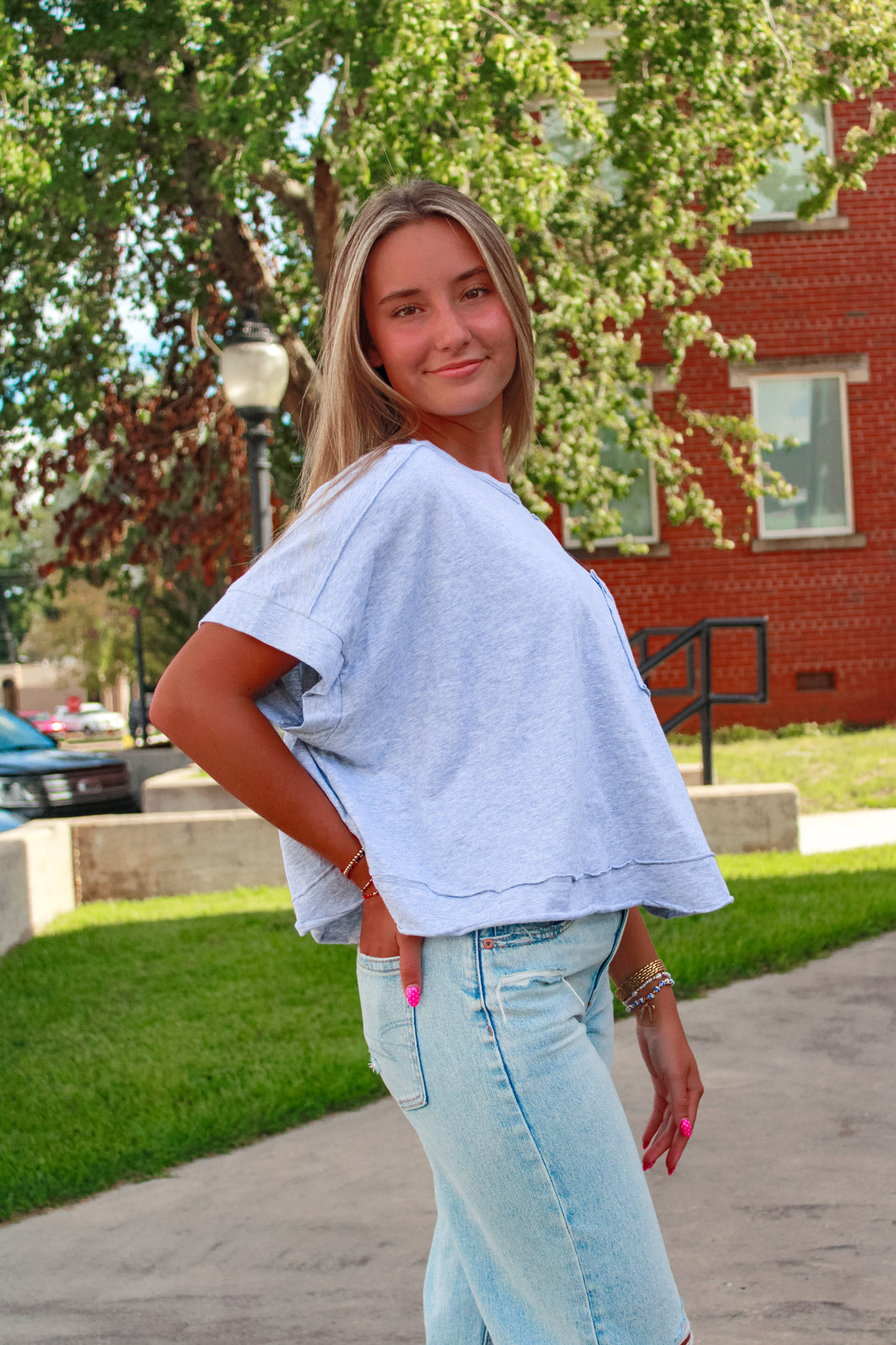 Campus Oversize Boxy Tee - Gray