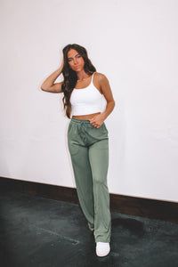 Landis Wide Leg Sweatpants - Sage